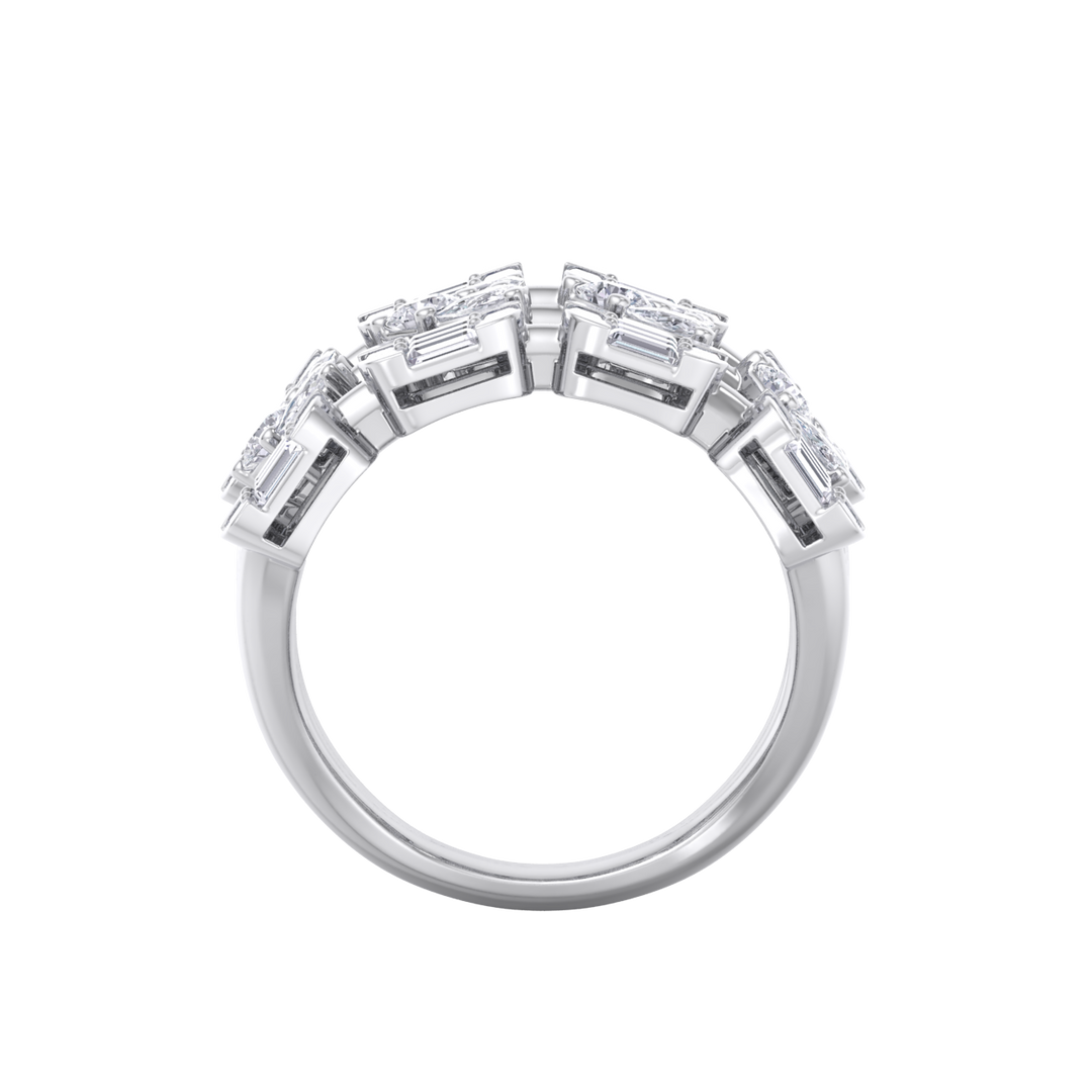 Triple band hearts ring in rose gold with white diamonds of 3.24 ct in weight