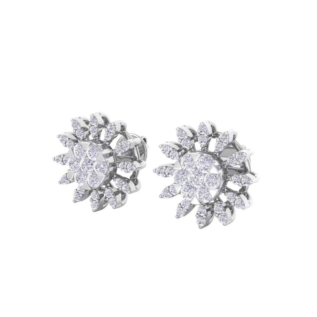 Stud earrings in rose gold with white diamonds of 0.89 ct in weight