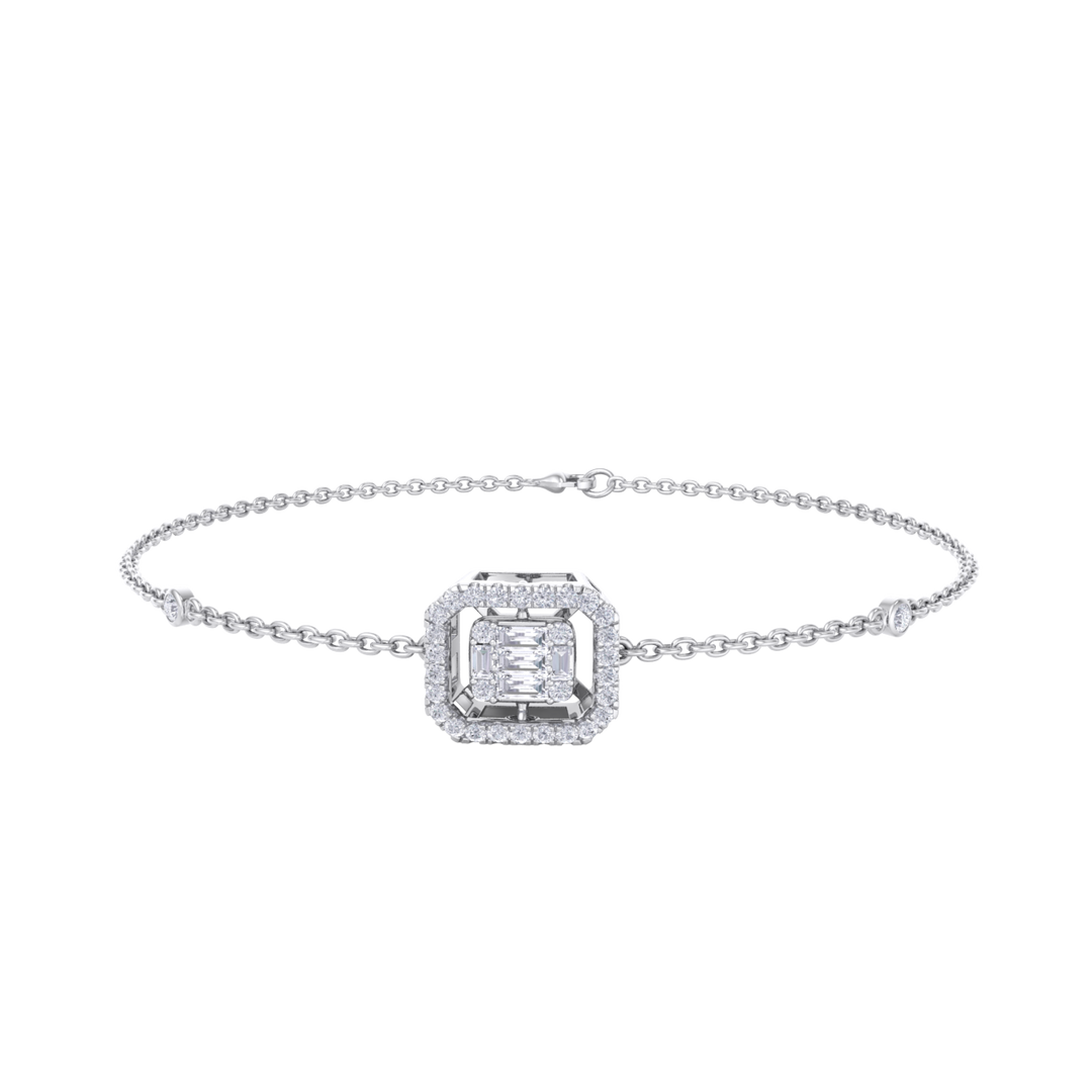 Square bracelet in yellow gold with white diamonds of 0.34 ct in weight