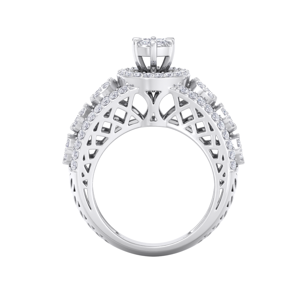 Beautiful ring in white gold with white diamonds of 1.28 ct in weight