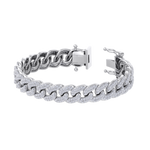 Load image into Gallery viewer, Two rows diamond curb chain link bracelet in white gold with white diamonds of 5.40 ct in weight
