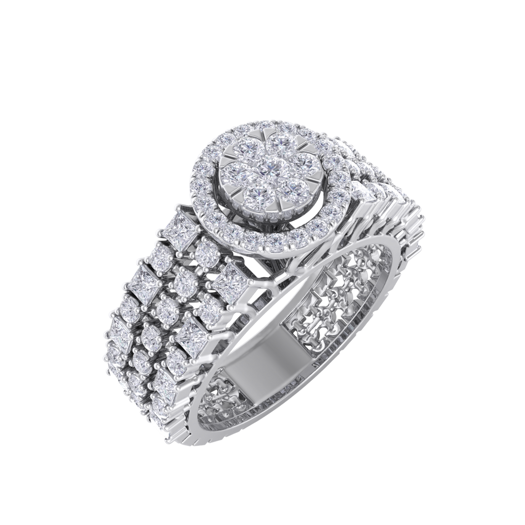 Halo Engagement ring in rose gold with white diamonds of 1.19 ct in weight