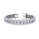 Load image into Gallery viewer, Two rows diamond curb chain link bracelet in white gold with white diamonds of 5.40 ct in weight
