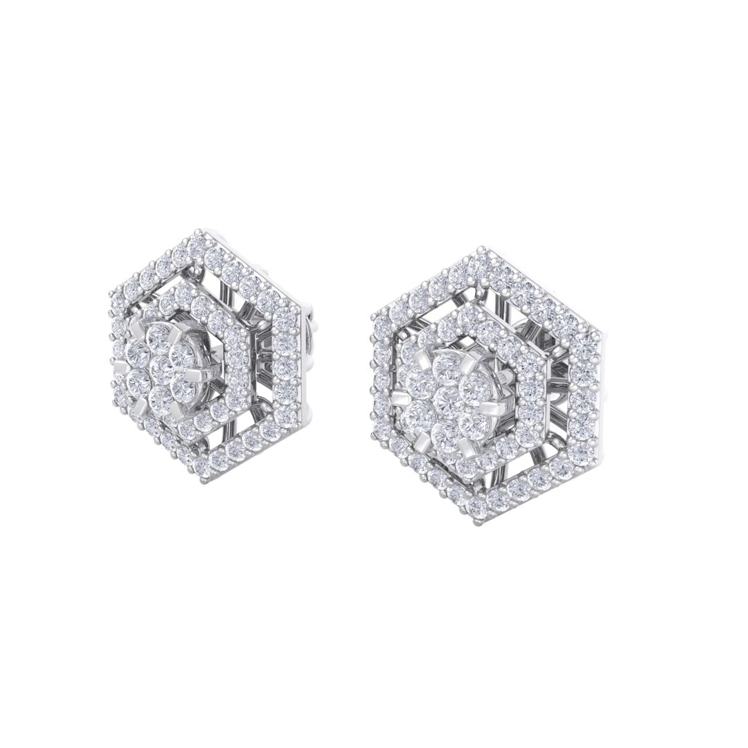 Stud earrings in white gold with white diamonds of 1.45 ct in weight