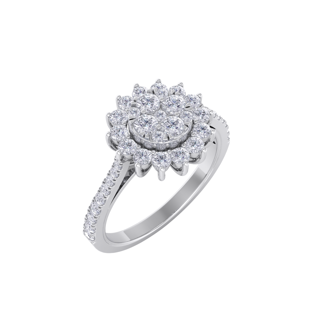 Beautiful ring in rose gold with white diamonds of 0.74 ct in weight