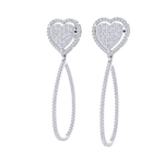 Load image into Gallery viewer, Dangle hoop earrings with hearts in white gold with white diamonds of 1.42 ct in weight
