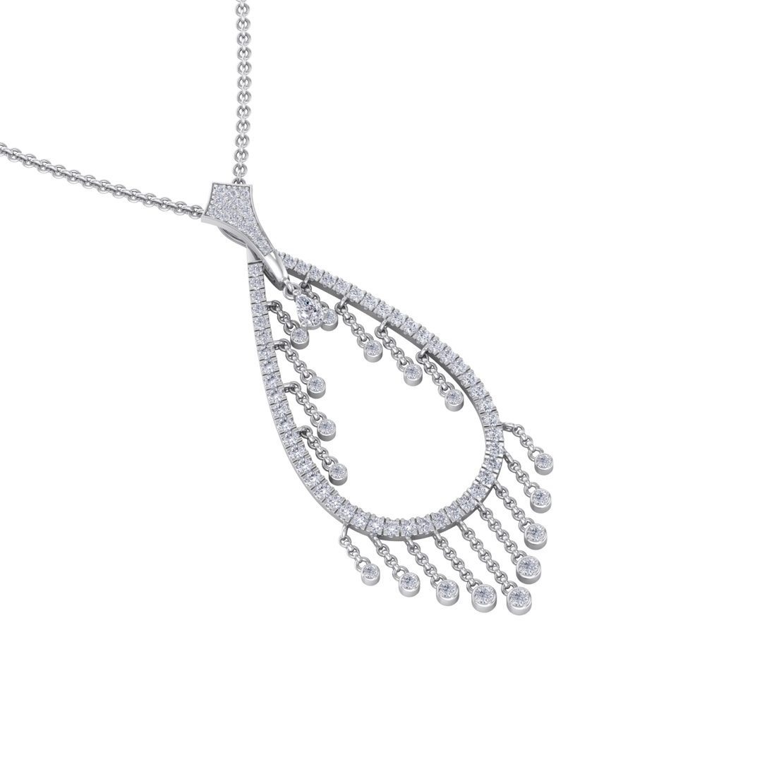 Waterfall pendant in white gold with white diamonds of 1.72 ct in weight