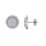 Load image into Gallery viewer, Round cluster stud earrings in yellow gold with white diamonds of 0.98 ct in weight
