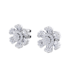 Load image into Gallery viewer, Flower stud earrings in rose gold with white diamonds of 0.78 ct in weight
