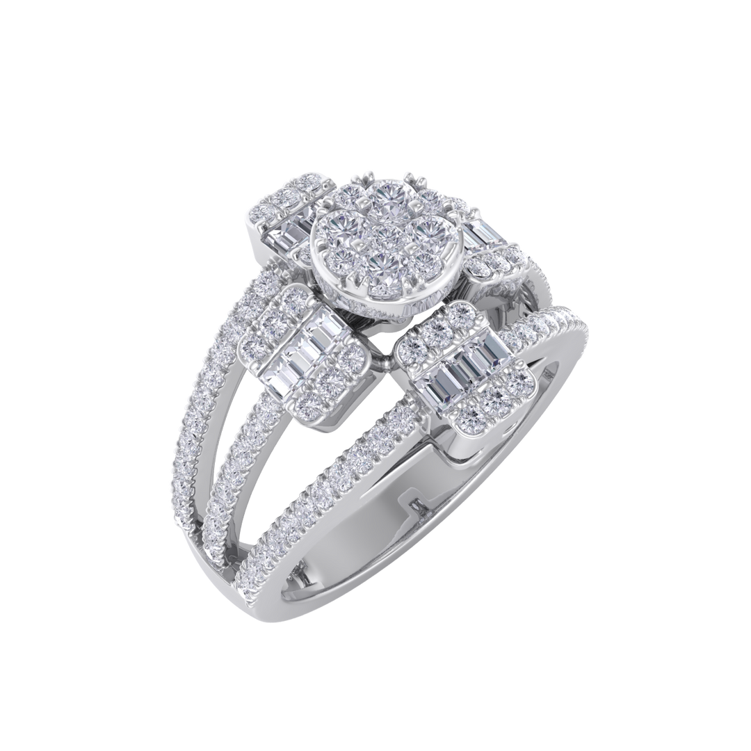Beautiful ring in white gold with white diamonds of 0.91 ct in weight