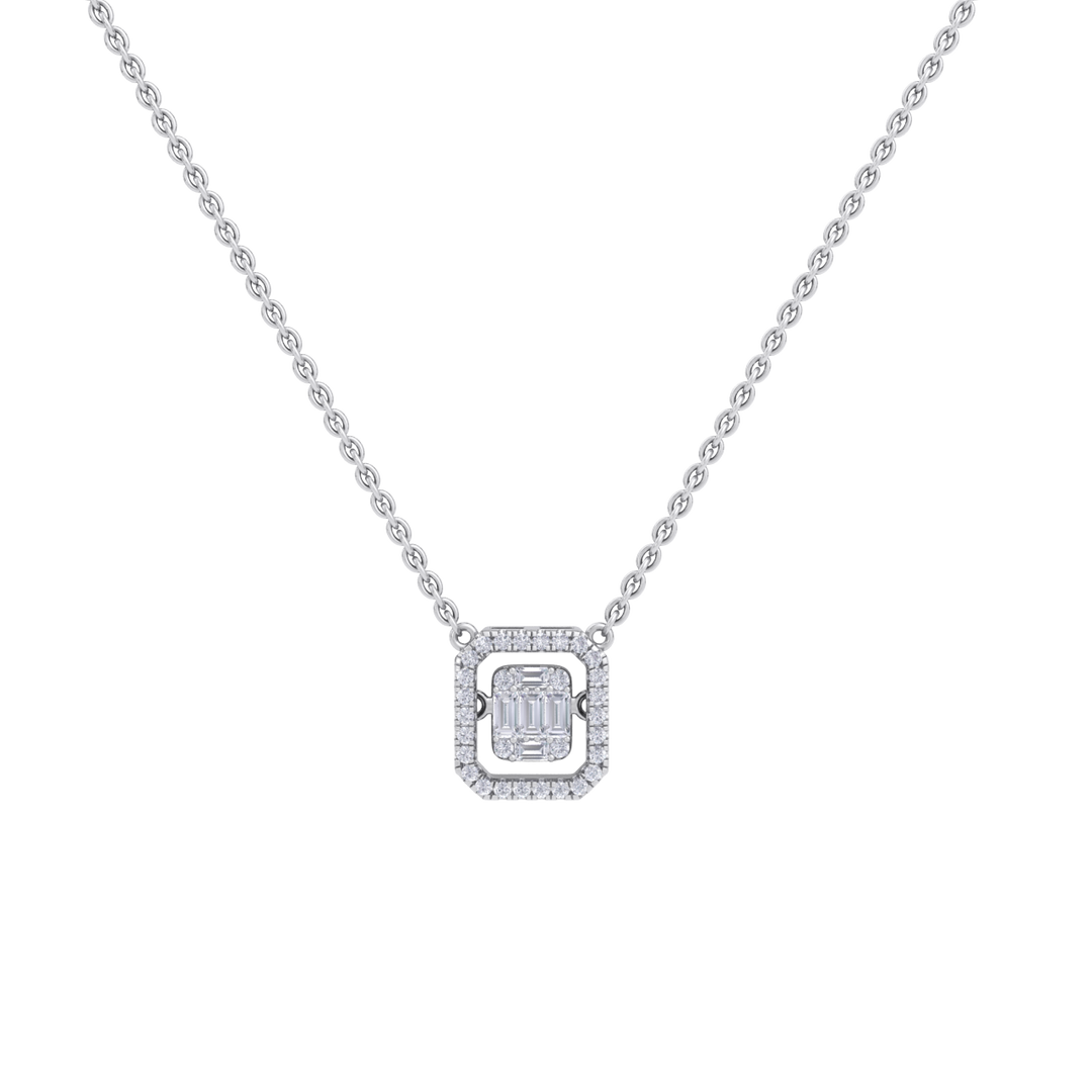 Square necklace in yellow gold with white diamonds of 0.59 ct in weight
