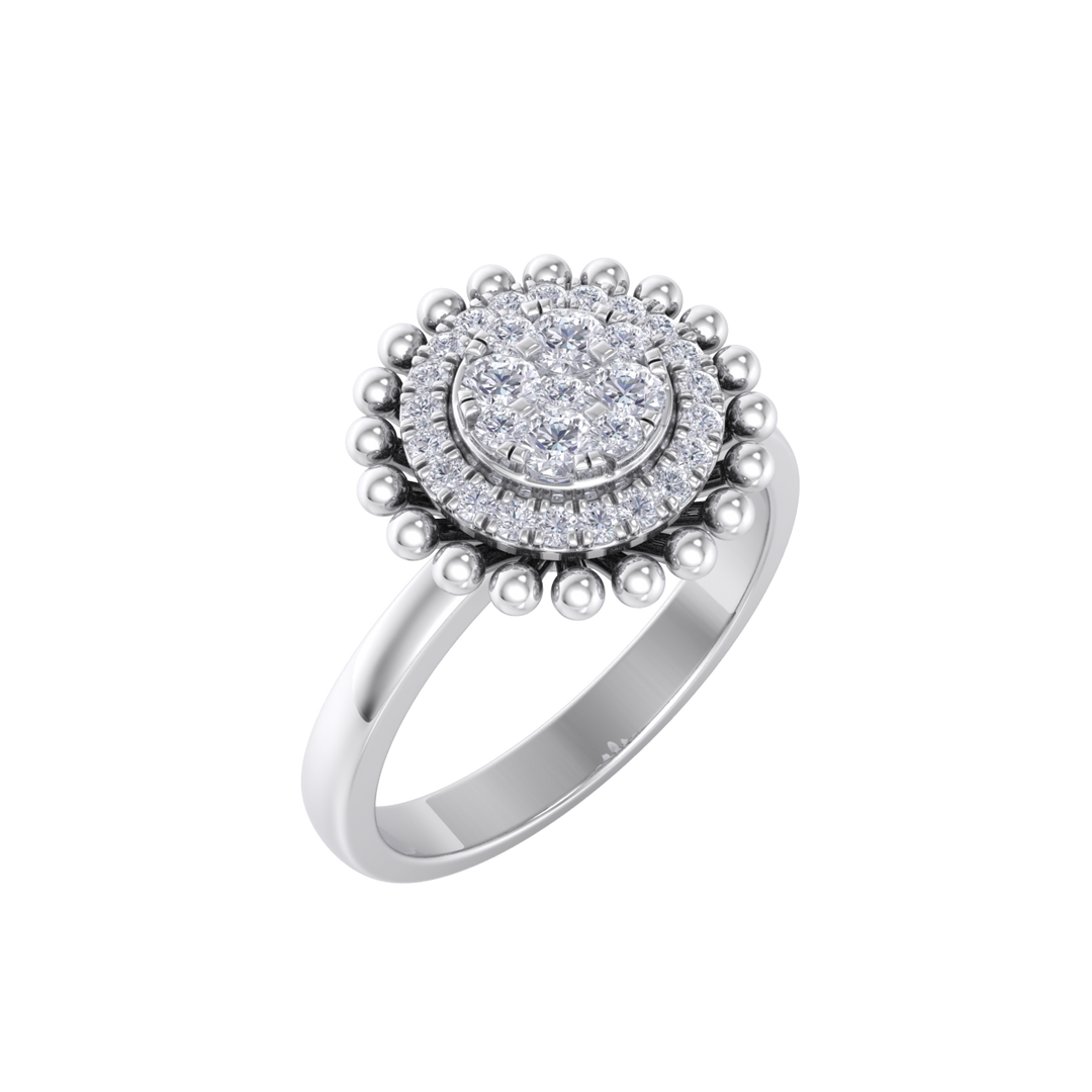 Halo Diamond ring in yellow gold with white diamonds of 0.34 ct in weight