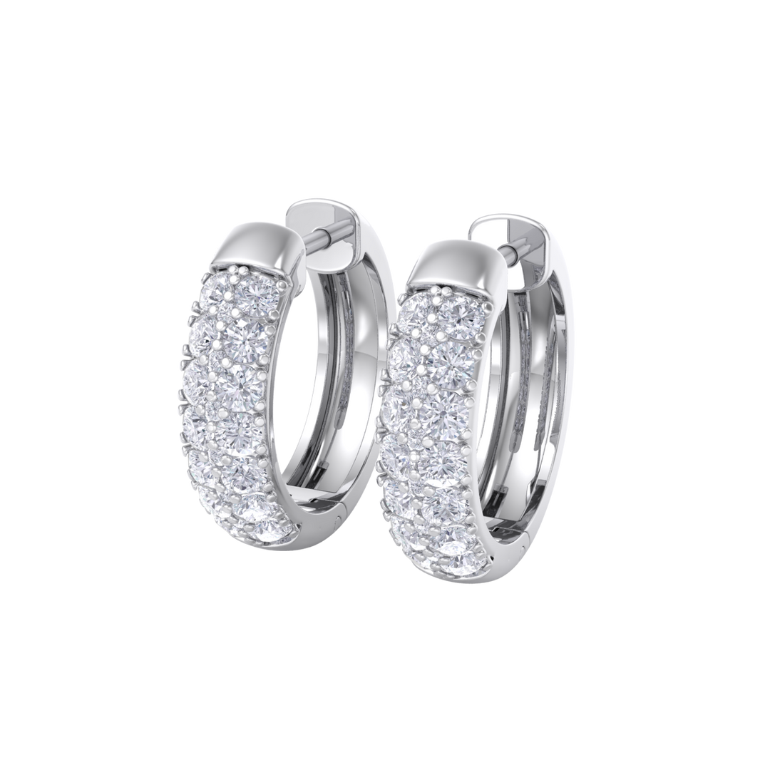 Diamond huggies earrings in white gold with white diamonds of 0.99 ct in weight