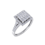 Load image into Gallery viewer, Square cluster engagement diamond ring in white gold with white diamonds of 0.61 ct in weight
