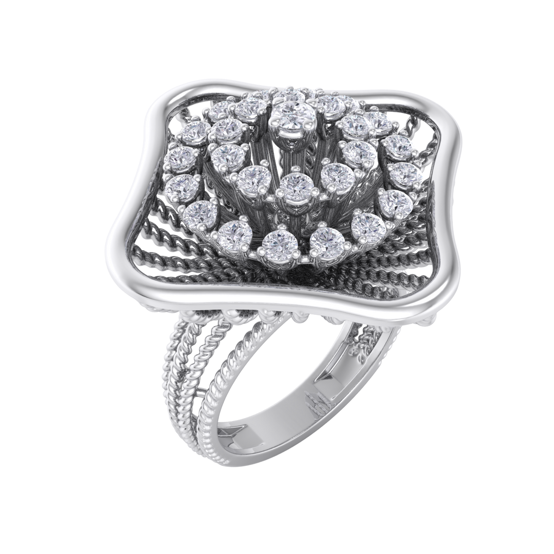 Statement ring in rose gold with white diamonds of 0.98 ct in weight