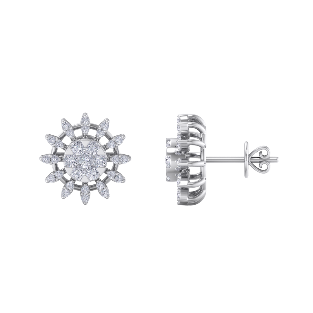 Stud earrings in rose gold with white diamonds of 0.89 ct in weight