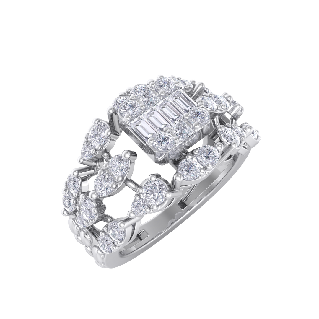Diamond ring in white gold with white diamonds of 1.25 ct in weight