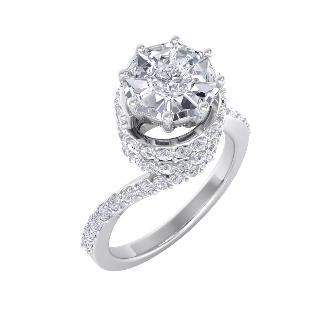 Beautiful Diamond ring in rose gold with white diamonds of 2.04 ct in weight
