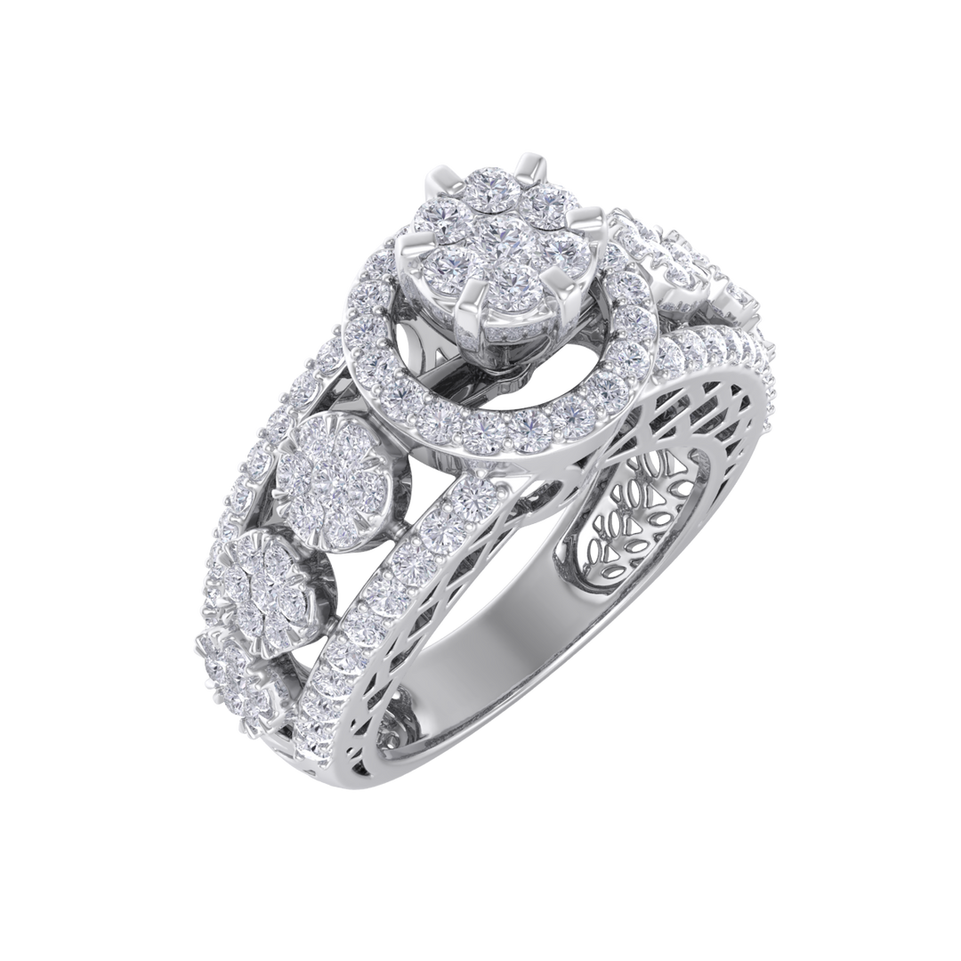 Beautiful ring in yellow gold with white diamonds of 1.28 ct in weight