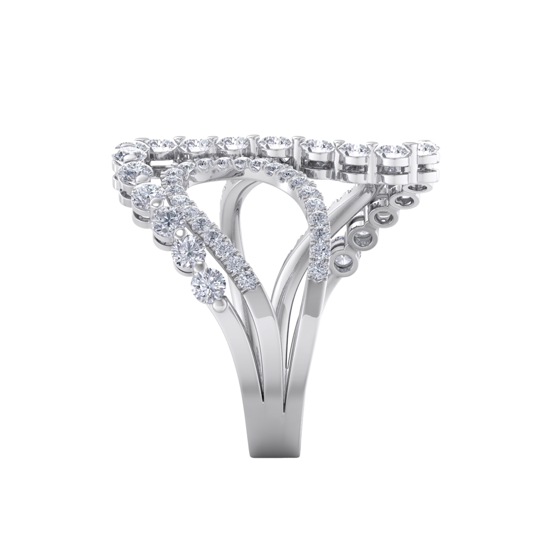 Intertwined ring in yellow gold with white diamonds of 1.20 ct in weight