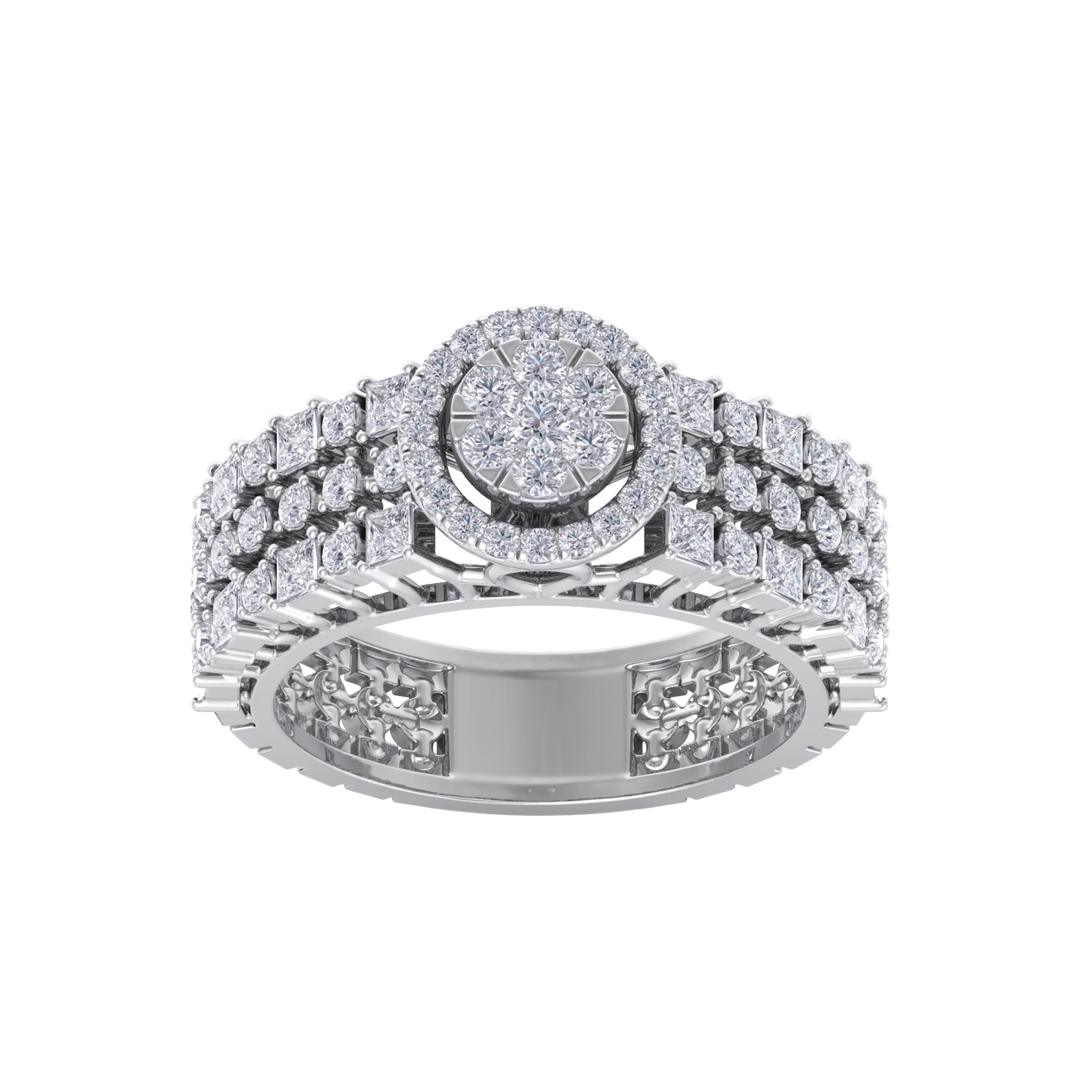 Halo Engagement ring in rose gold with white diamonds of 1.19 ct in weight