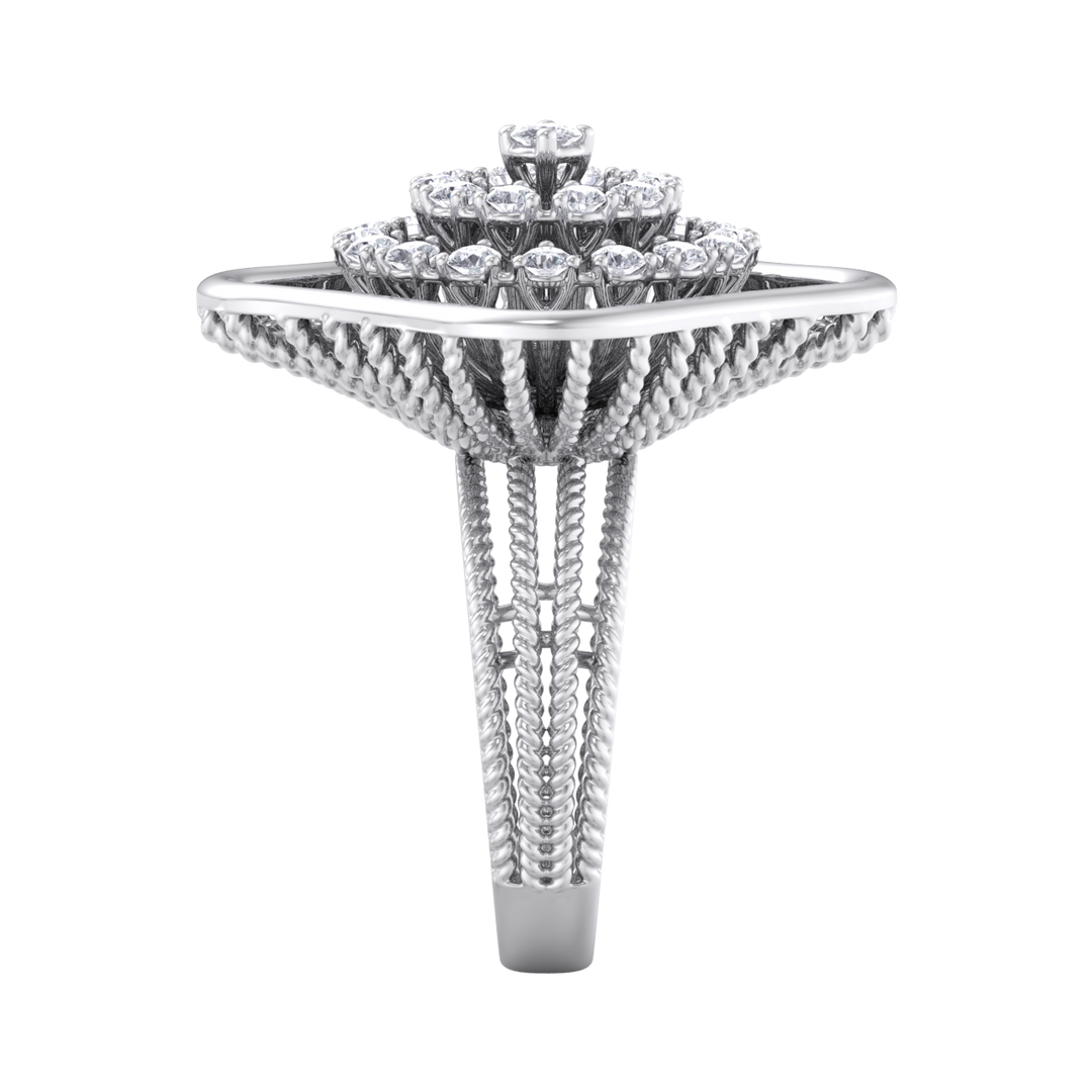 Statement ring in rose gold with white diamonds of 0.98 ct in weight