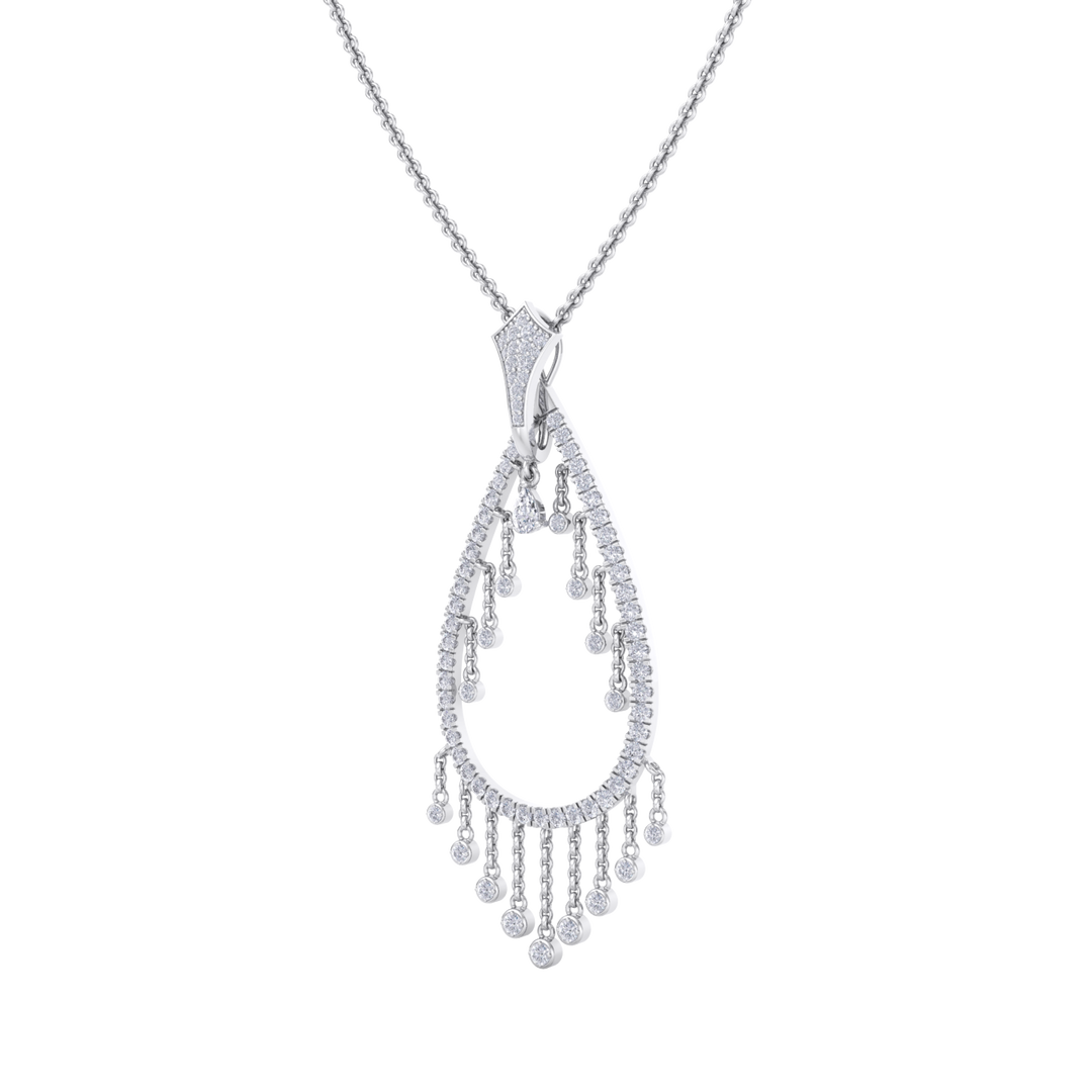 Waterfall pendant in white gold with white diamonds of 1.72 ct in weight