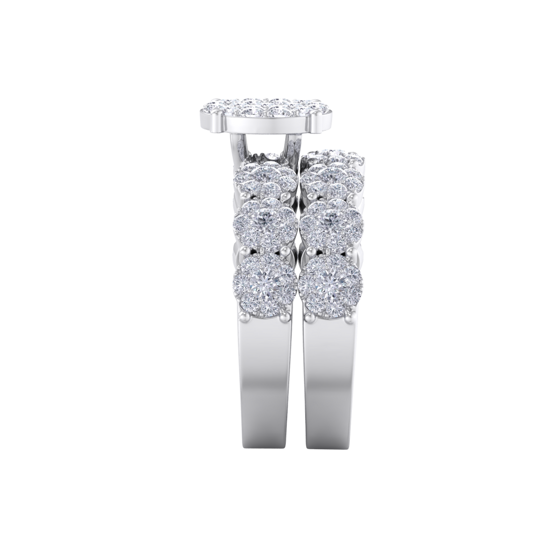 Bridal set in white gold with white diamonds of 1.75 ct in weight