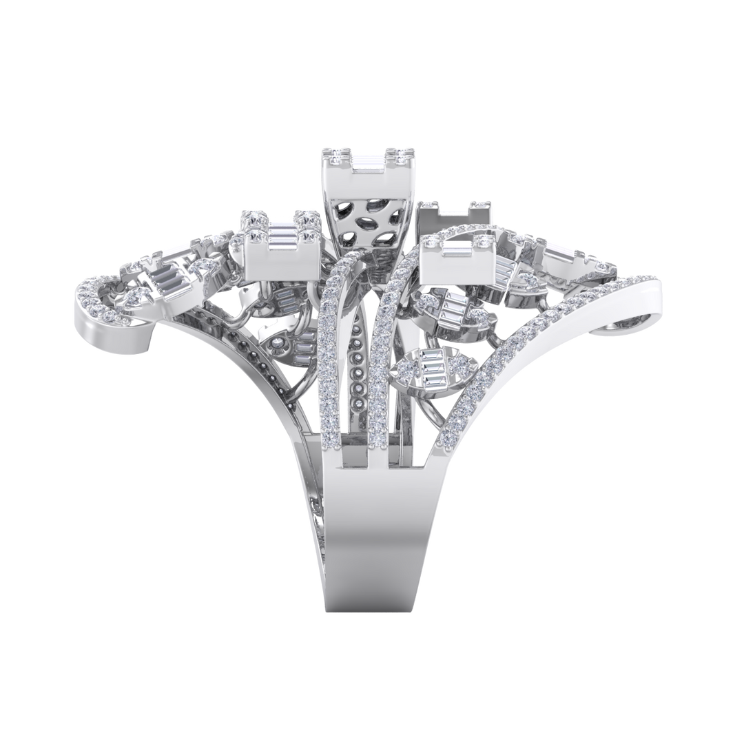 Statement diamond ring in yellow gold with white diamonds of 1.68 ct in weight