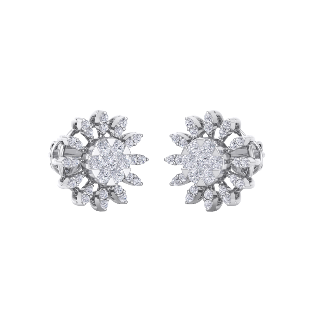 Stud earrings in rose gold with white diamonds of 0.89 ct in weight