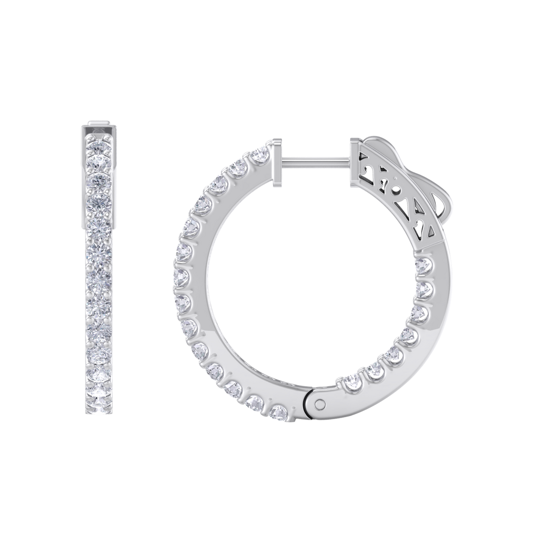 Diamond eternity hoop earrings in rose gold with white diamonds of 1.50 ct in weight