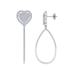 Load image into Gallery viewer, Dangle hoop earrings with hearts in white gold with white diamonds of 1.42 ct in weight
