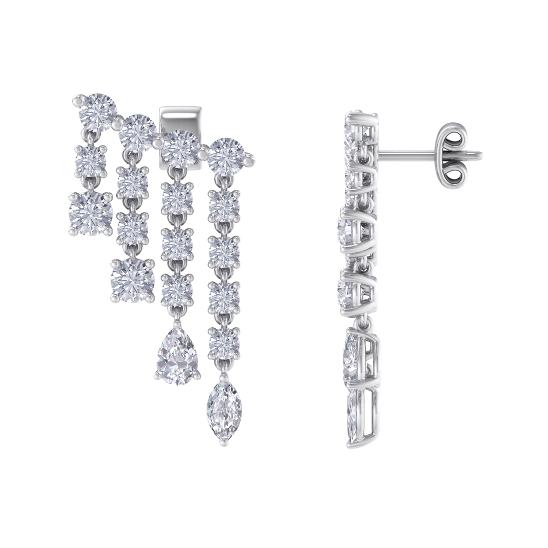 Climber dangle earrings in rose gold with white diamonds of 3.01 ct in weight
