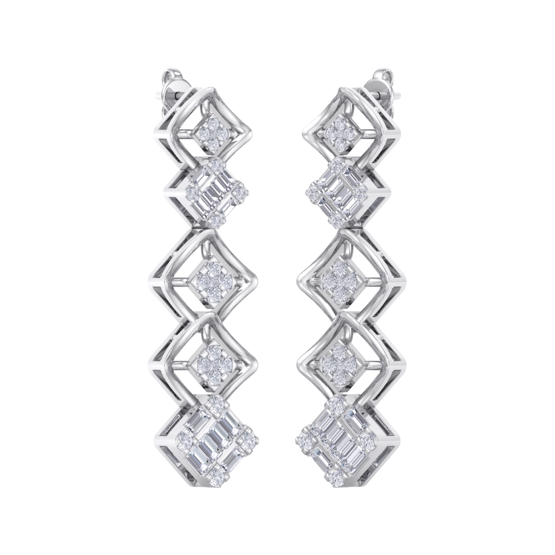 Drop earrings in rose gold with white diamonds of 1.10 ct in weight