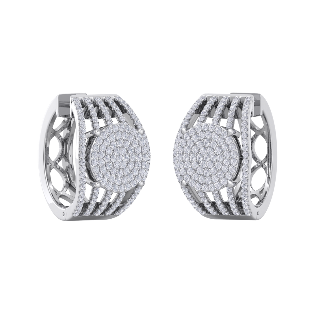 Beautiful Stud Earrings in yellow gold with white diamonds of 1.27 in weight
