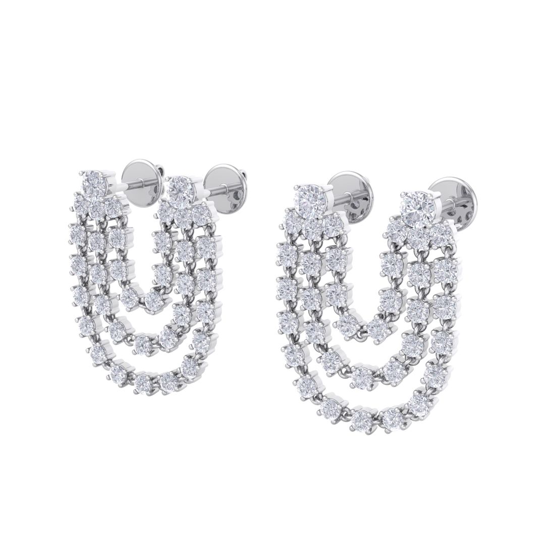 Duo diamond earrings in white gold with white diamonds of 2.44 ct in weight