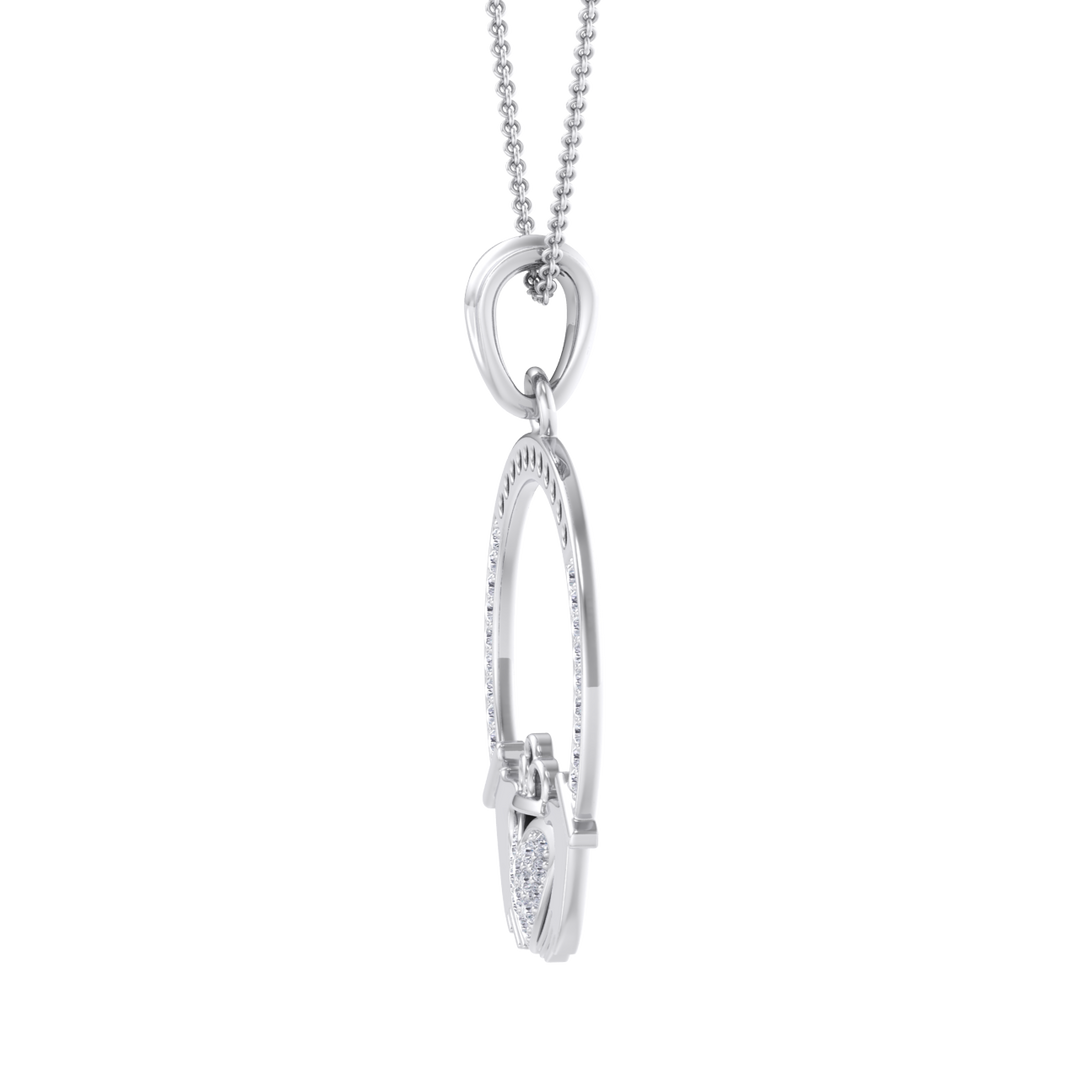 Love pendant in white gold with white diamonds in white gold with white diamonds of 0.19 ct in weight