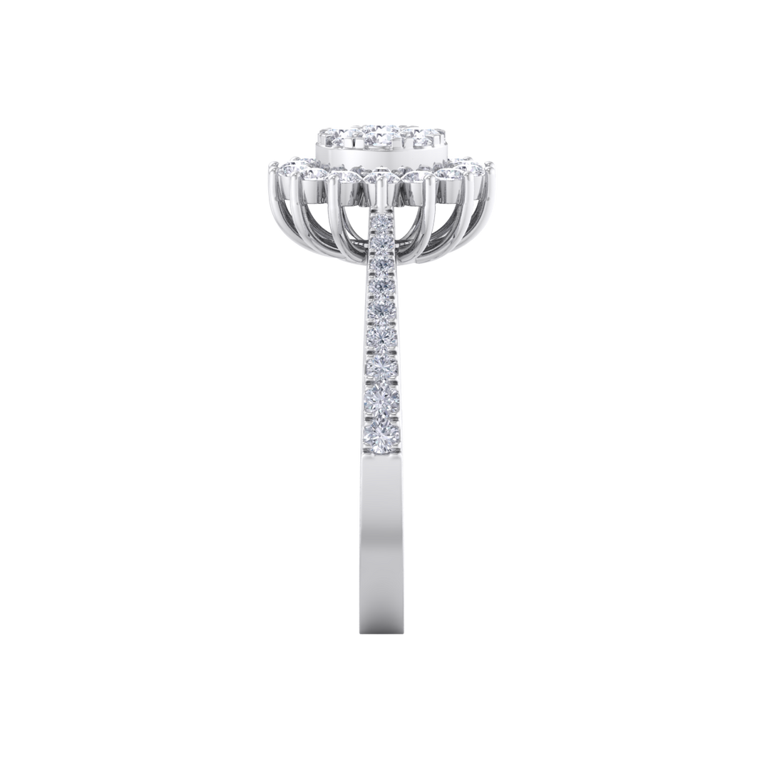 Beautiful ring in white gold with white diamonds of 0.74 ct in weight