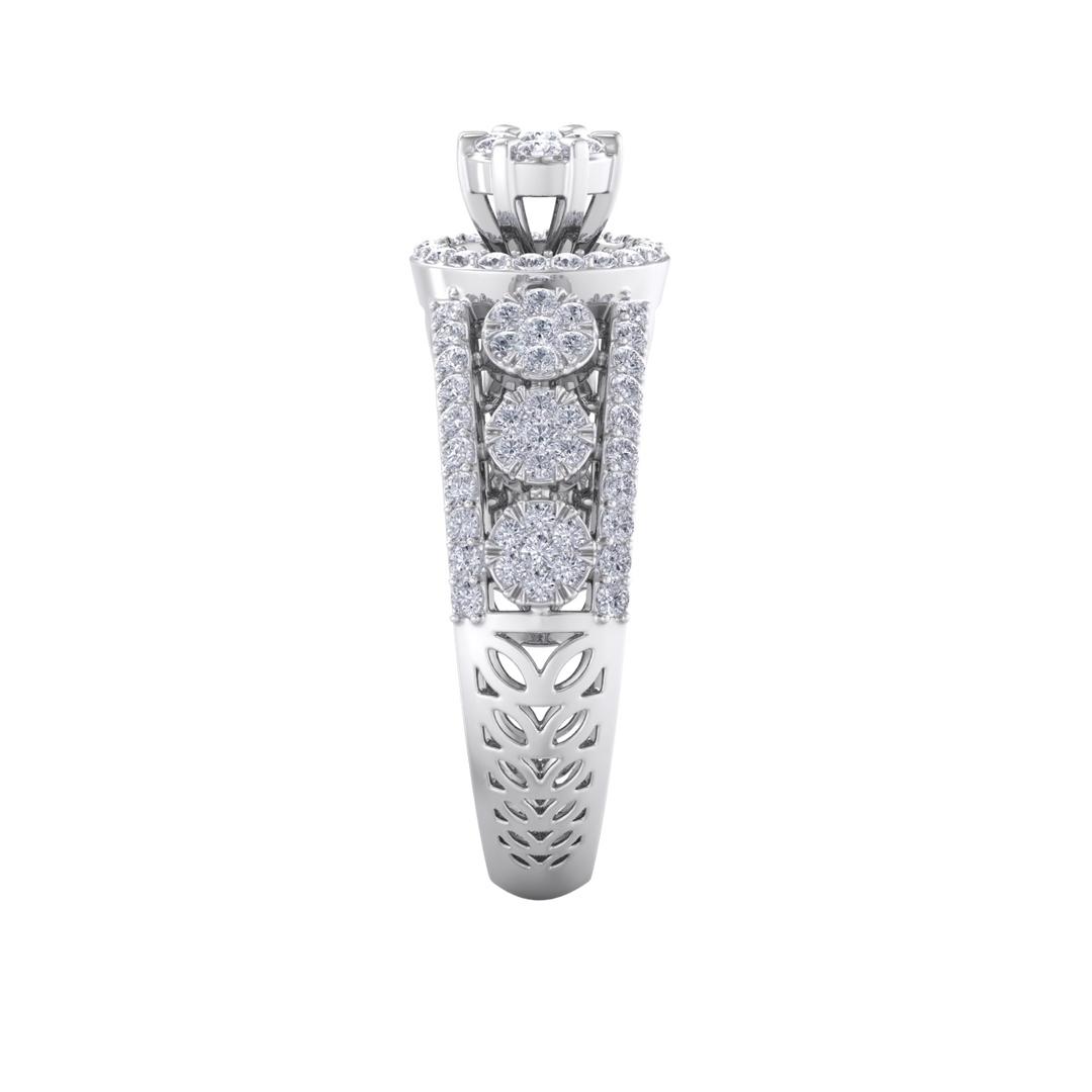 Beautiful ring in yellow gold with white diamonds of 1.28 ct in weight