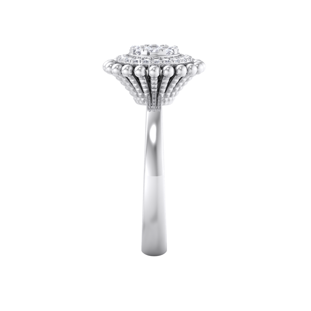 Halo Diamond ring in yellow gold with white diamonds of 0.34 ct in weight