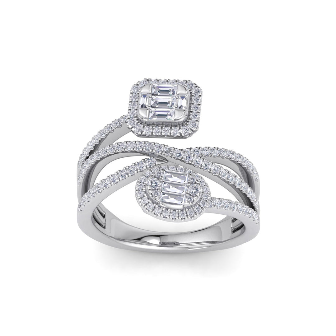 Multi-band ring in white gold with white diamonds of 1.02 ct in weight