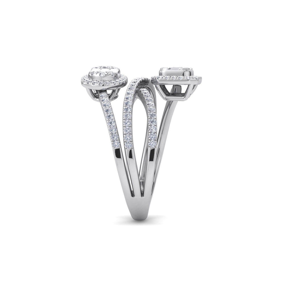 Multi-band ring in white gold with white diamonds of 1.02 ct in weight
