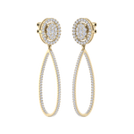 Load image into Gallery viewer, Dangle hoop earrings in rose gold with white diamonds of 1.75 ct in weight
