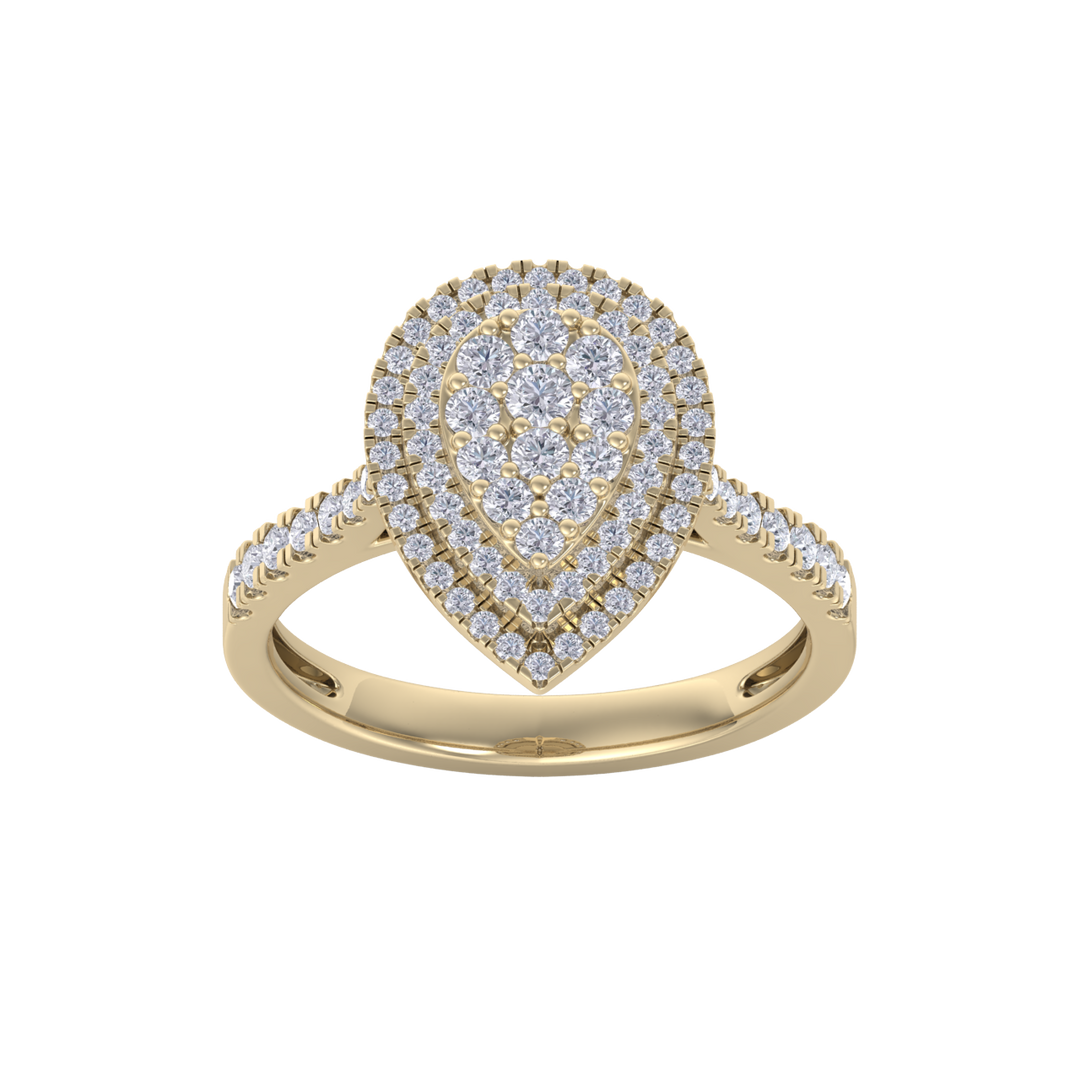Pear cluster engagement ring in white gold with white diamonds of 0.63 ct in weight