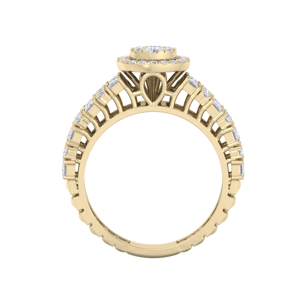 Halo Engagement ring in rose gold with white diamonds of 1.19 ct in weight