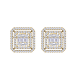 Load image into Gallery viewer, Square earrings in yellow gold with baguette white diamonds of 0.78 ct in weight
