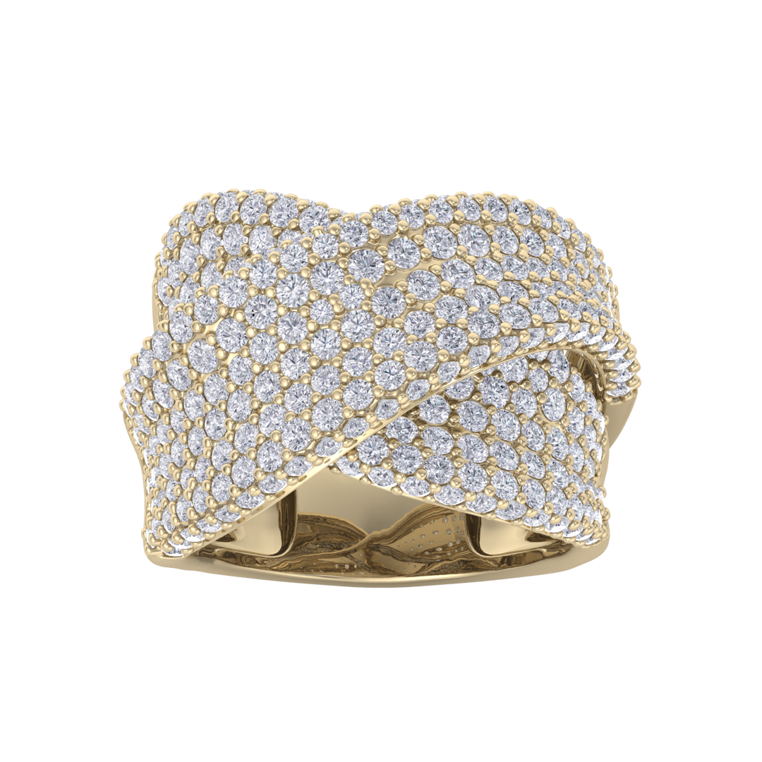 Ribbon ring in rose gold with white diamonds of 3.36 ct in weight
