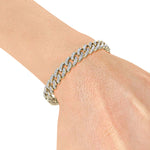 Load image into Gallery viewer, Tapper diamond curb chain link bracelet in white gold with white diamonds of 6.30 ct in weight
