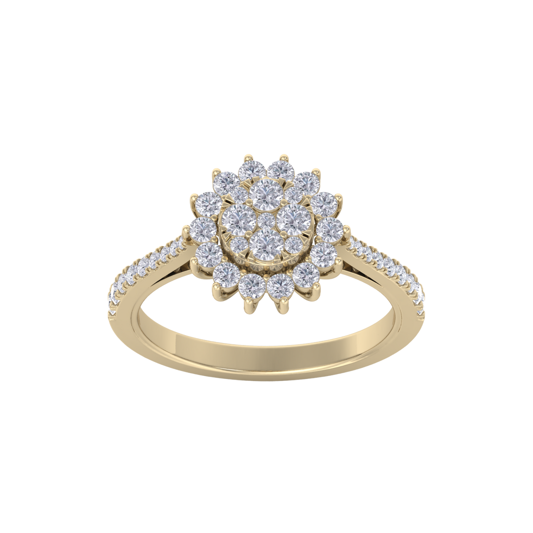 Beautiful ring in rose gold with white diamonds of 0.74 ct in weight