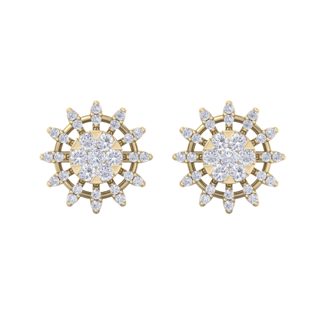 Stud earrings in rose gold with white diamonds of 0.89 ct in weight
